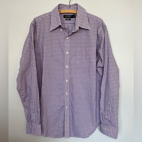 Lauren Ralph Lauren Pink and Blue Button Down Shirt Size 16 1/2 - Picture 1 of 7